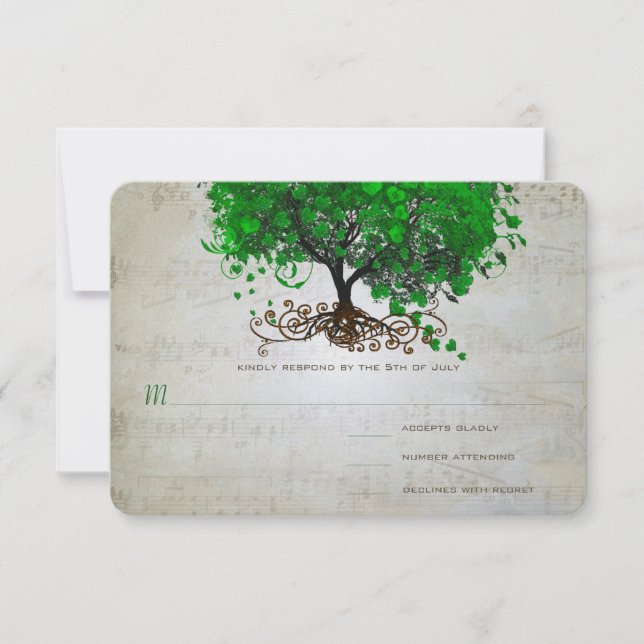 Tarjetas de Invitación de Boda del Árbol de Hoja d (Anverso)