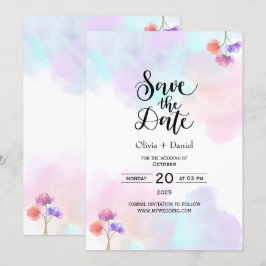 Tarjetas de Invitación de Boda Delicadas Rosa y Az