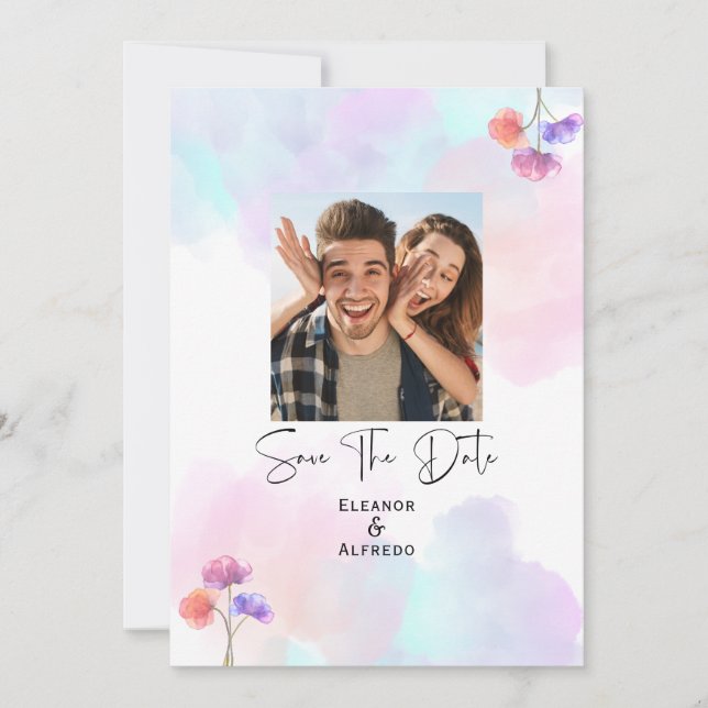 Tarjetas de Invitación de Boda Elegantes con Acuar (Anverso)