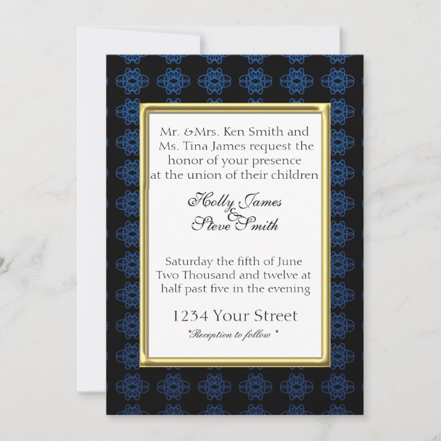 Tarjetas de Invitación de Boda Elegantes con Fleco (Anverso)