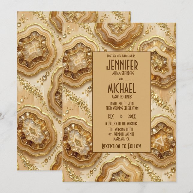 Tarjetas de Invitación de Boda Elegantes de Carame (Anverso / Reverso)