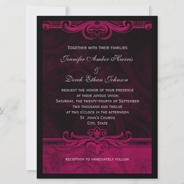 Tarjetas de Invitación de Boda Elegantes de Encaje (Anverso)