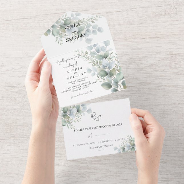 Tarjetas de Invitación de Boda Elegantes de Eucali (desgarro)