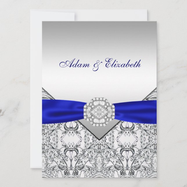 Tarjetas de Invitación de Boda Elegantes de Plata  (Anverso)