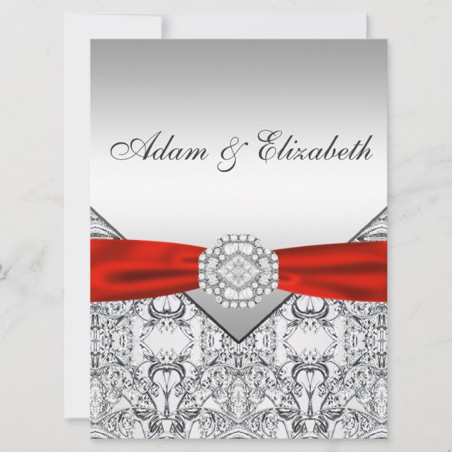 Tarjetas de Invitación de Boda Elegantes de Plata  (Anverso)