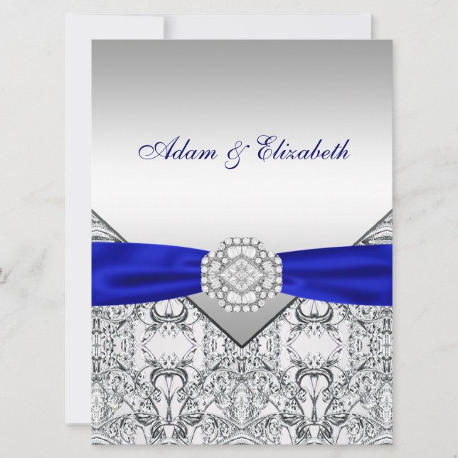 Tarjetas de Invitación de Boda Elegantes de Plata  (Anverso)