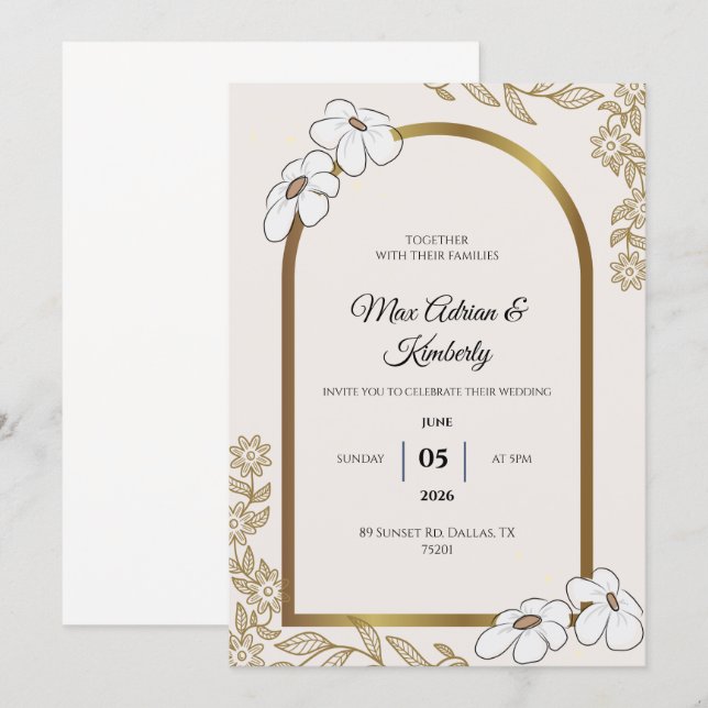 Tarjetas de Invitación de Boda Elegantes | Diseños (Anverso / Reverso)