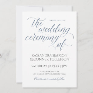 Tarjetas de Invitación de Boda Elegantes en Azul P
