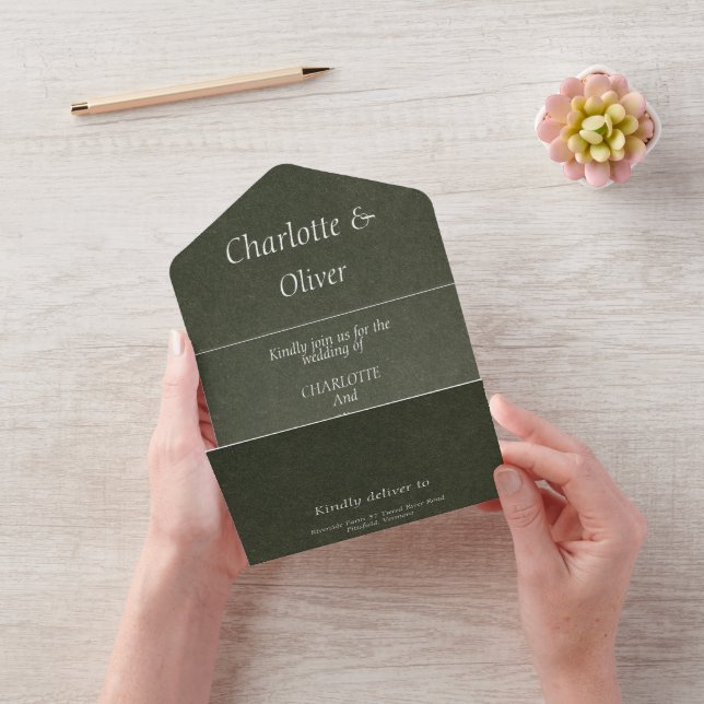 Tarjetas de Invitación de Boda Elegantes en Verde (Video)