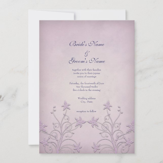 Tarjetas de Invitación de Boda Elegantes Florales  (Anverso)