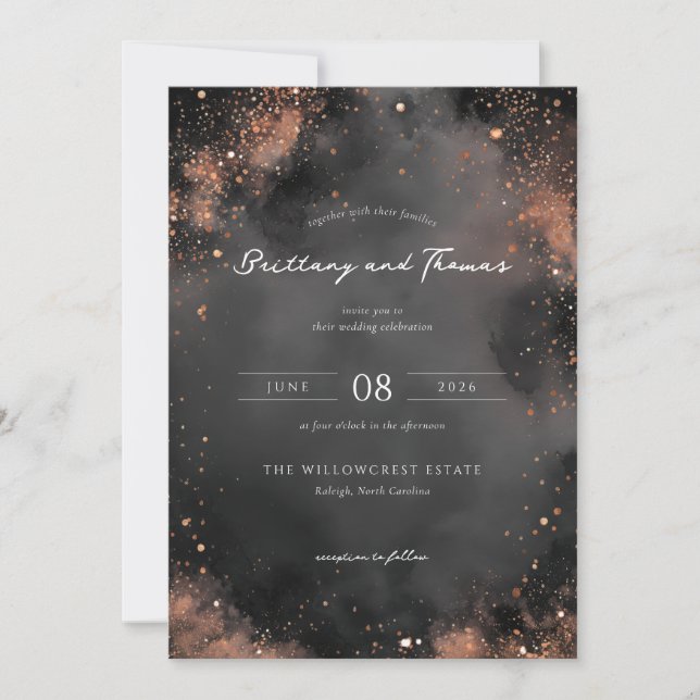 Tarjetas de Invitación de Boda Elegantes Grises co (Anverso)