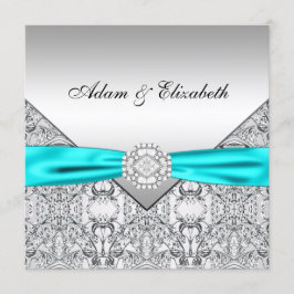 Tarjetas de Invitación de Boda Elegantes Plateadas