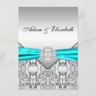 Tarjetas de Invitación de Boda Elegantes Plateadas
