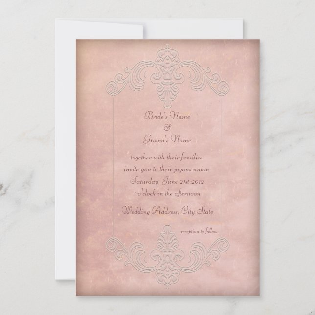 Tarjetas de Invitación de Boda Elegantes Rosa Maíz (Anverso)