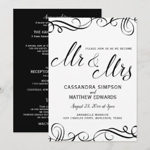 Tarjetas de Invitación de Boda Elegantes Todo en U