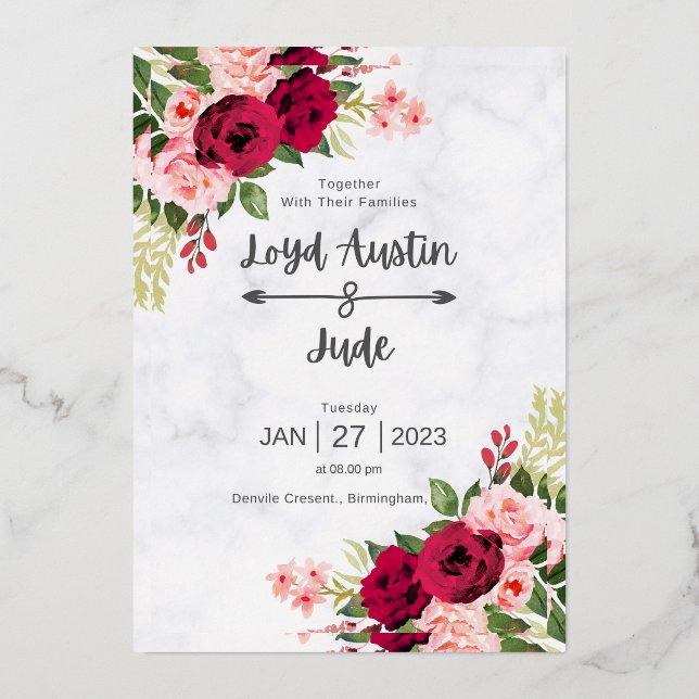 Tarjetas de Invitación de Boda Exquisitas (Anverso)
