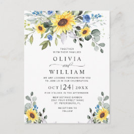 Tarjetas de Invitación de Boda Floral de Girasoles