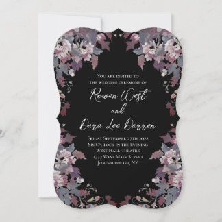 Tarjetas de Invitación de Boda Floral Oscura y Ele