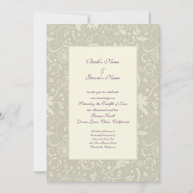 Tarjetas de Invitación de Boda Florales Simples y  (Anverso)