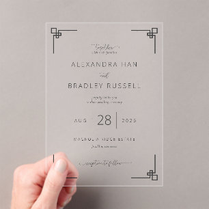 Tarjetas de Invitación de Boda Geométricas Negras 
