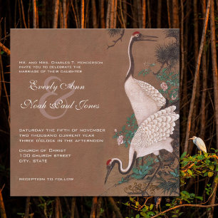 Tarjetas de Invitación de Boda Grullas Japonesas V