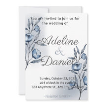 Tarjetas de Invitación de Boda Indigo Romance