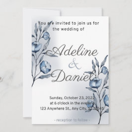 Tarjetas de Invitación de Boda Indigo Romance