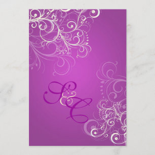 Tarjetas de Invitación de Boda Magenta + remolinos