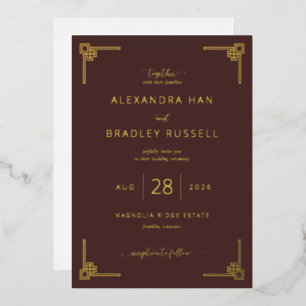 Tarjetas de Invitación de Boda Marrones Geométrica