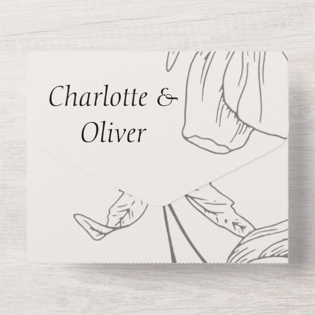 Tarjetas de Invitación de Boda Minimalista Línea A (Reverso )