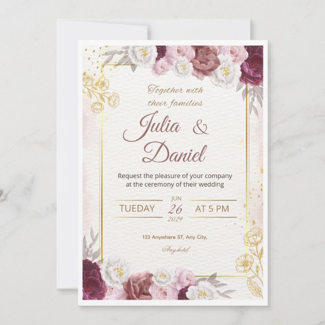 Tarjetas de Invitación de Boda Modernas (Anverso)