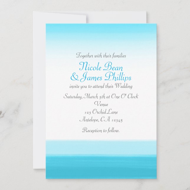 Tarjetas de Invitación de Boda Modernas con Acuare (Anverso)