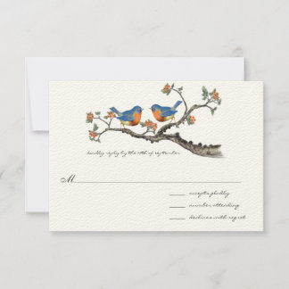 Tarjetas de Invitación de Boda Pájaros Azules Vint