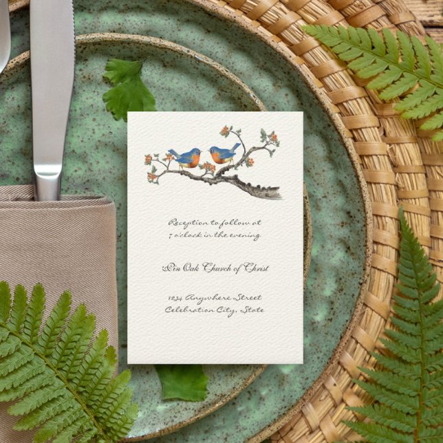 Tarjetas de Invitación de Boda Pájaros Azules Vint (Subido por el creador)