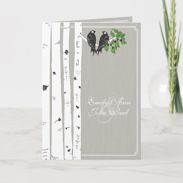 Tarjetas de Invitación de Boda Pájaros de Amor Vin (Anverso)