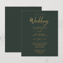 Tarjetas de Invitación de Boda Presupuesto Verde M