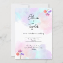Tarjetas de Invitación de Boda Rosadas y Azules Ca