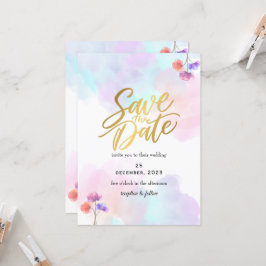 Tarjetas de Invitación de Boda Rosadas y Azules Ca