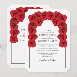 Tarjetas de Invitación de Boda Rosas Rojas Rústica