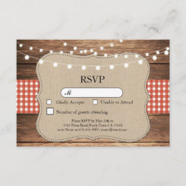 Tarjetas de Invitación de Boda RSVP Rojo Cuadro Ma