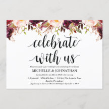 Tarjetas de Invitación de Boda Rústicas Burdeos