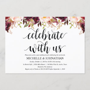 Tarjetas de Invitación de Boda Rústicas Burgundy P