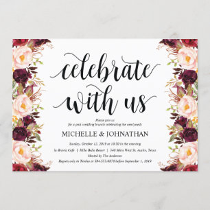 Tarjetas de Invitación de Boda Rústicas Burgundy P