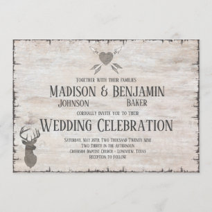 Tarjetas de Invitación de Boda Rústicas con Cuerno