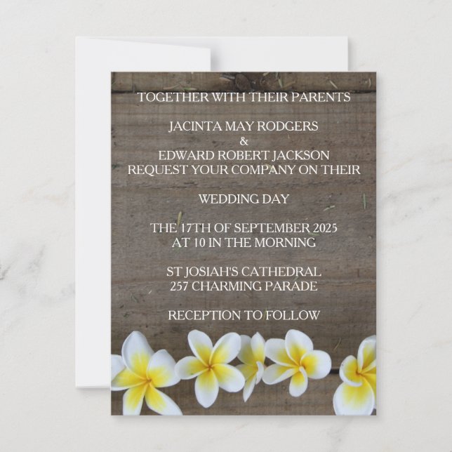Tarjetas de Invitación de Boda Rústicas de Frangip (Anverso)