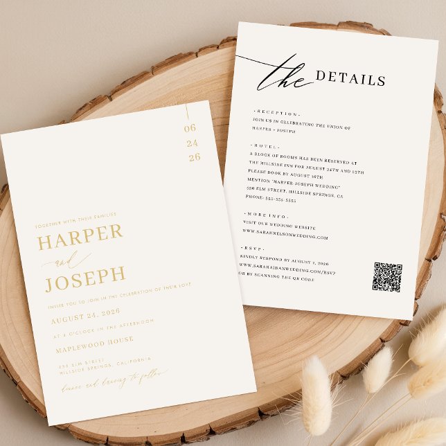 Tarjetas de Invitación de Boda Simples Todo en Uno (Subido por el creador)