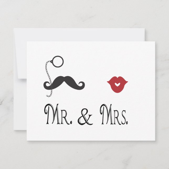 Tarjetas de Invitación de Boda Sr. y Sra. Bigote y (Anverso)