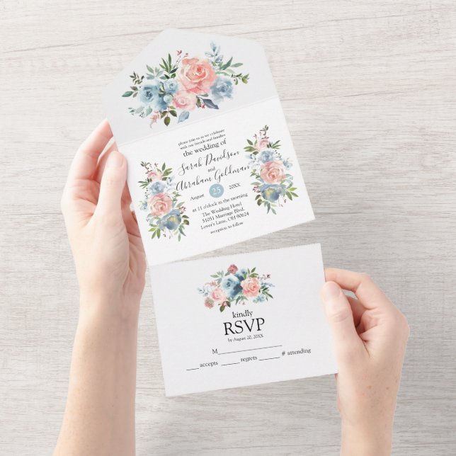 Tarjetas de Invitación de Boda Todo Incluido Flora (desgarro)