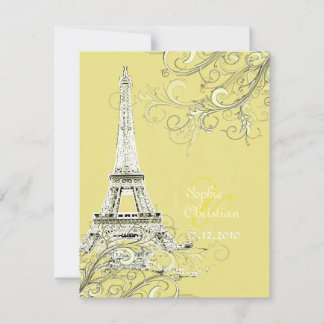 Tarjetas de invitación de boda Torre Eiffel + remo