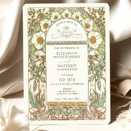Tarjetas de Invitación de Boda Vintage Art Nouveau